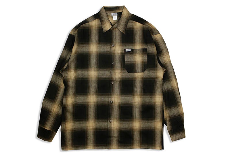 CALTOP PLAID FLANNEL LONG SLEEVE SHIRT (#2000:BROWN/KHAKI)