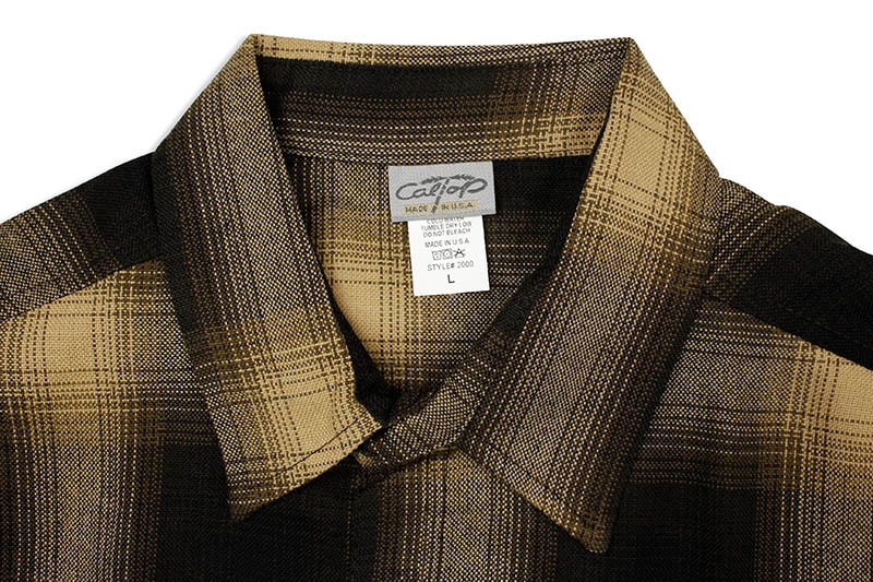 CALTOP PLAID FLANNEL LONG SLEEVE SHIRT (#2000:BROWN/KHAKI)