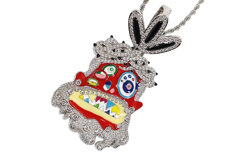 KAMI JESUS HEAD PIECE PENDANT (MICRO PAVE CZ GOLD PLATED: RED)