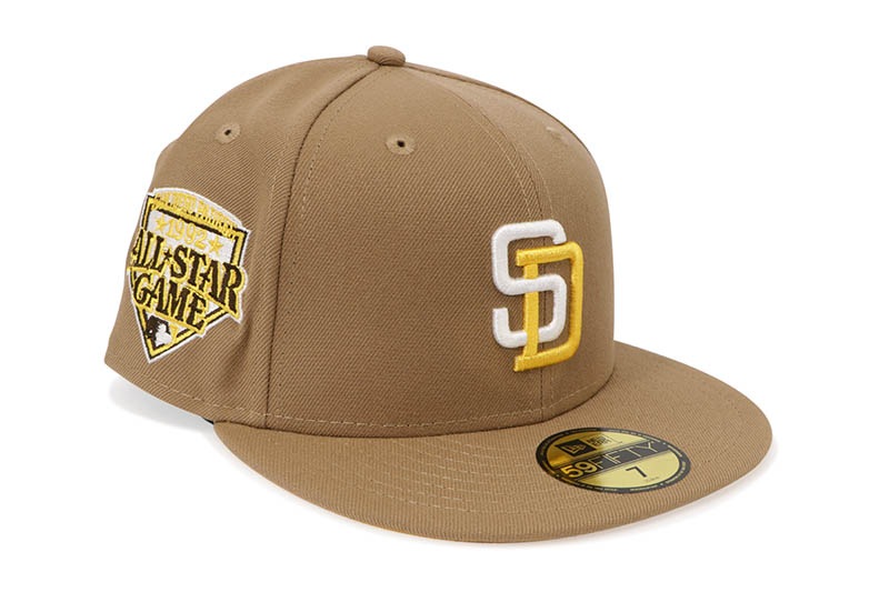 NEW ERA SAN DIEGO PADRES 59FIFTY FITTED CAP (1992 ALL STAR GAME CUSTOM SIDE PATCH/A GOLD UNDER VISOR/KHAKI) 70945768