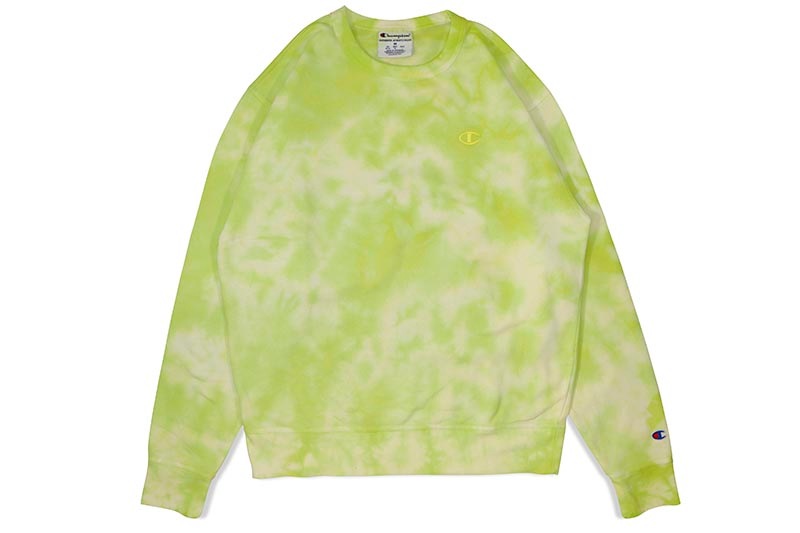 CHAMPION CRUSH DYE FLEECE CREW (S63295-AO1J:CRUSH DYE SWEET GREEN)