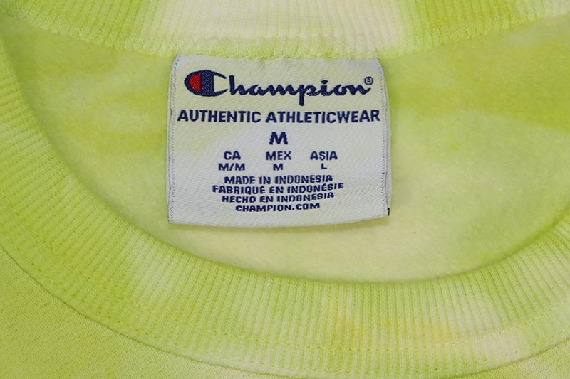 CHAMPION CRUSH DYE FLEECE CREW (S63295-AO1J:CRUSH DYE SWEET GREEN)
