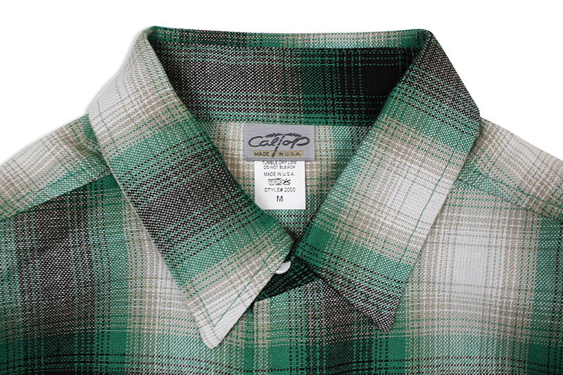 CALTOP PLAID FLANNEL LONG SLEEVE SHIRT (#2000:GREEN/WHITE)