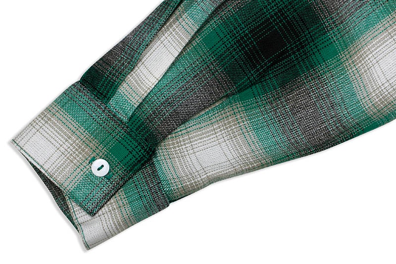 CALTOP PLAID FLANNEL LONG SLEEVE SHIRT (#2000:GREEN/WHITE)