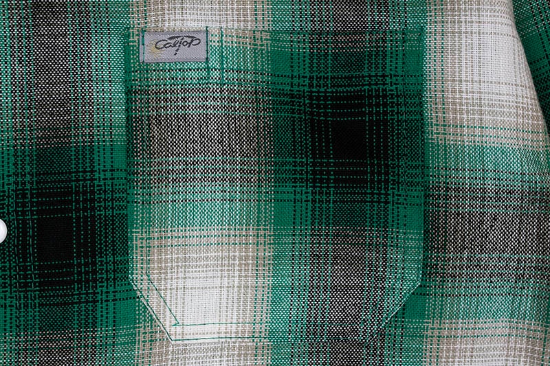 CALTOP PLAID FLANNEL LONG SLEEVE SHIRT (#2000:GREEN/WHITE)