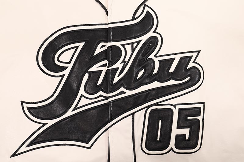 FUBU FAUX LEATHER BASEBALL SHIRTS (FAM-51100:WHITE)