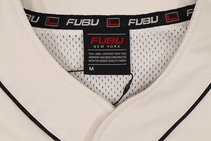 FUBU FAUX LEATHER BASEBALL SHIRTS (FAM-51100:WHITE)