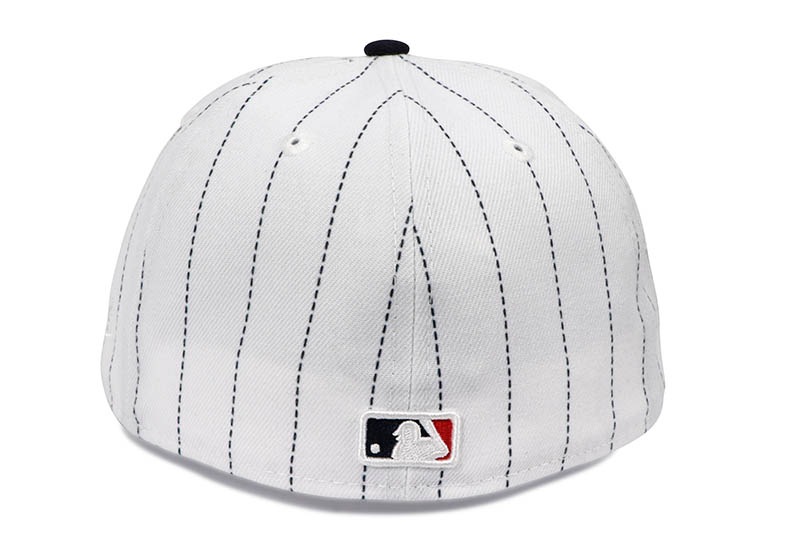 NEW ERA ATLANTA BRAVES 59FIFTY FITTED CAP (2021 WORLD SERIES SIDE PATCH/GREY UNDER VISOR/PINSTRIPE NAVY) 14693484