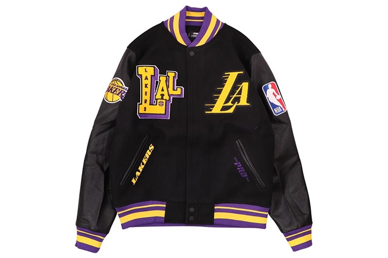 PRO STANDARD LOS ANGELES LAKERS BEST OF RIB WOOL VARSITY JACKET (BLL6516383-BKP:BLACK/PURPLE)