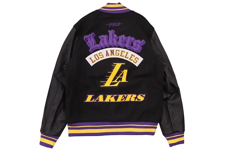 PRO STANDARD LOS ANGELES LAKERS BEST OF RIB WOOL VARSITY JACKET (BLL6516383-BKP:BLACK/PURPLE)