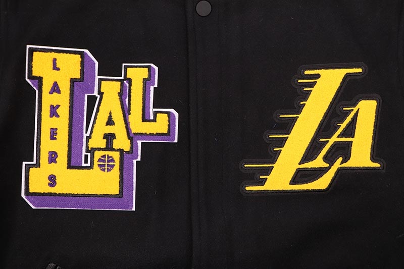 PRO STANDARD LOS ANGELES LAKERS BEST OF RIB WOOL VARSITY JACKET (BLL6516383-BKP:BLACK/PURPLE)