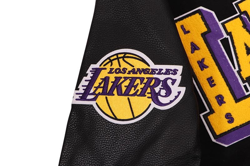 PRO STANDARD LOS ANGELES LAKERS BEST OF RIB WOOL VARSITY JACKET (BLL6516383-BKP:BLACK/PURPLE)