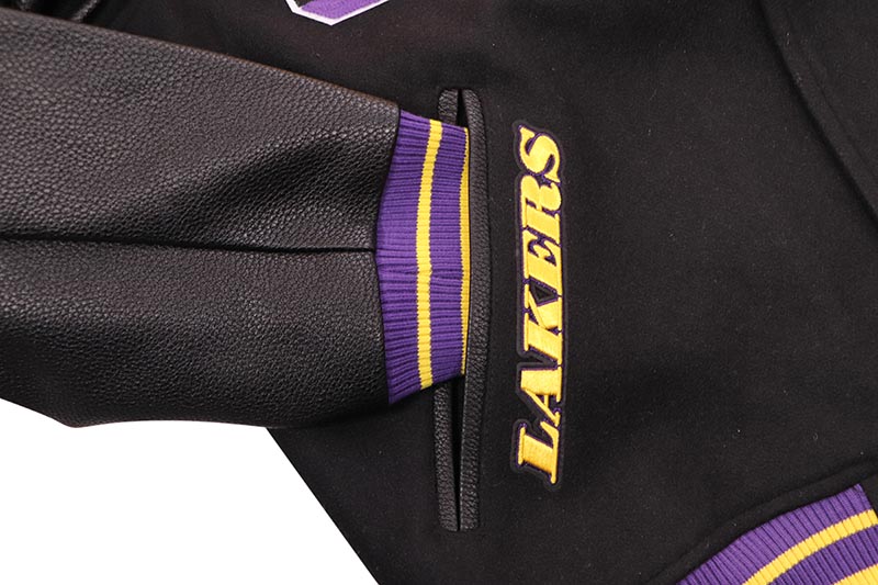 PRO STANDARD LOS ANGELES LAKERS BEST OF RIB WOOL VARSITY JACKET (BLL6516383-BKP:BLACK/PURPLE)