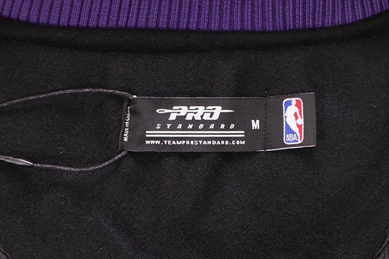 PRO STANDARD LOS ANGELES LAKERS BEST OF RIB WOOL VARSITY JACKET (BLL6516383-BKP:BLACK/PURPLE)
