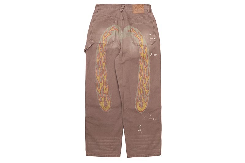 EVISU HEAVY WASHED AND DISTRESSED DAICOCK JEANS (2ESEJM6PT6006RXCT:BROWN)