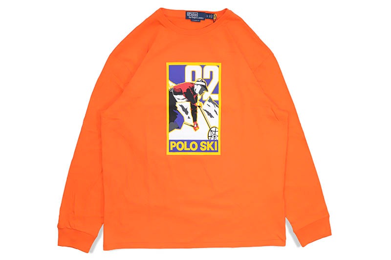 POLO RALPH LAUREN CLASSIC FIT POLO SKI JERSEY L/S T-SHIRT (710881755002:ORANGE)