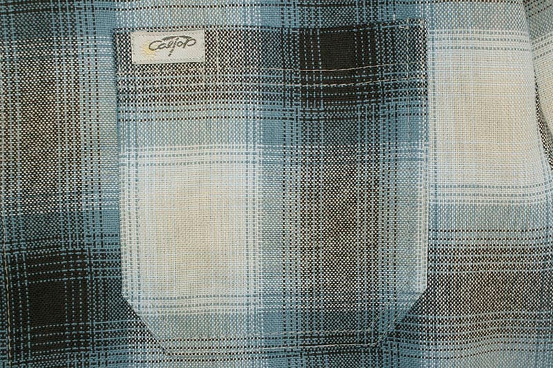 CALTOP PLAID FLANNEL LONG SLEEVE SHIRT (#2000:SKY BLUE/GRAY)
