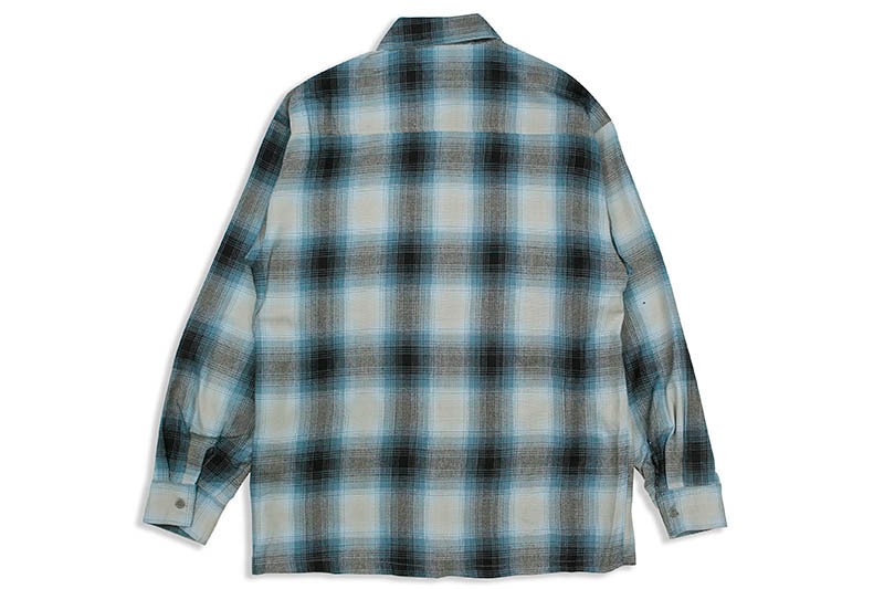 CALTOP PLAID FLANNEL LONG SLEEVE SHIRT (#2000:SKY BLUE/GRAY)