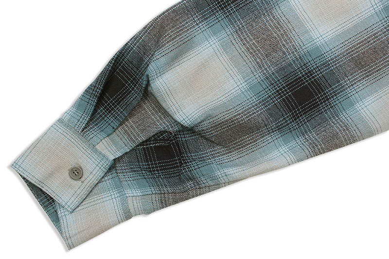 CALTOP PLAID FLANNEL LONG SLEEVE SHIRT (#2000:SKY BLUE/GRAY)
