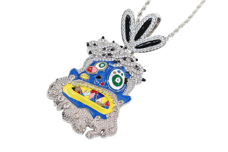 KAMI JESUS HEAD PIECE PENDANT (MICRO PAVE CZ GOLD PLATED:BLUE)