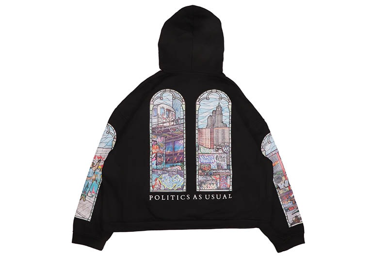 WHO DECIDES WAR POLITICS AS USUAL HOODED SWEATSHIRT (COAL)