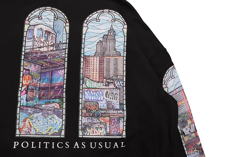 WHO DECIDES WAR POLITICS AS USUAL HOODED SWEATSHIRT (COAL)