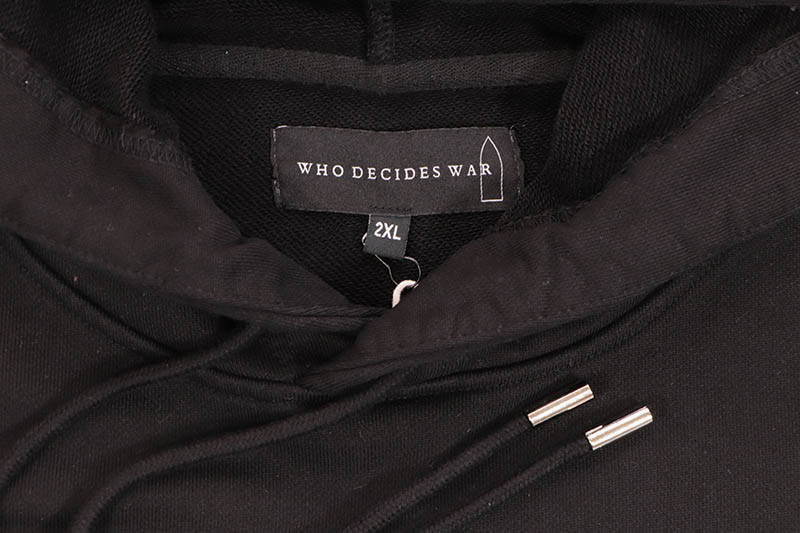 WHO DECIDES WAR POLITICS AS USUAL HOODED SWEATSHIRT (COAL)