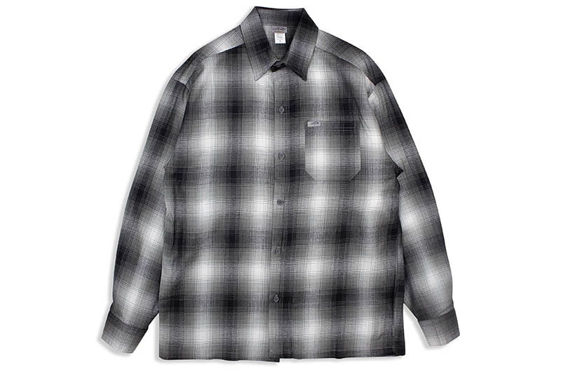 CALTOP PLAID FLANNEL LONG SLEEVE SHIRT (#2000:GRAY/WHITE)