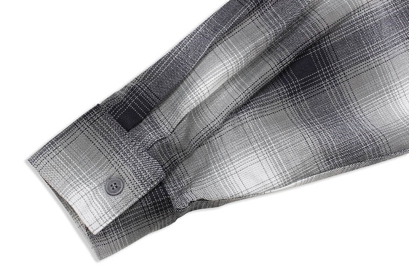 CALTOP PLAID FLANNEL LONG SLEEVE SHIRT (#2000:GRAY/WHITE)