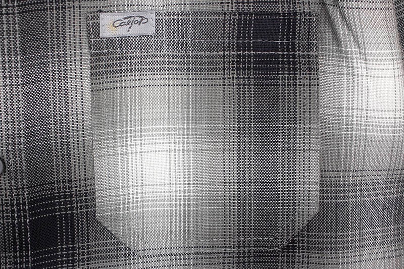 CALTOP PLAID FLANNEL LONG SLEEVE SHIRT (#2000:GRAY/WHITE)