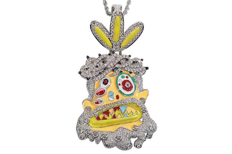 KAMI JESUS HEAD PIECE PENDANT (MICRO PAVE CZ GOLD PLATED:ORANGE)