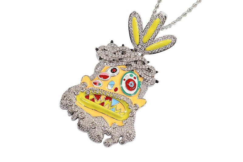 KAMI JESUS HEAD PIECE PENDANT (MICRO PAVE CZ GOLD PLATED:ORANGE)