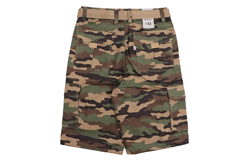 PRO CLUB COTTON TWILL CARGO SHORTS WITH BELT (GREEN CAMO) 166