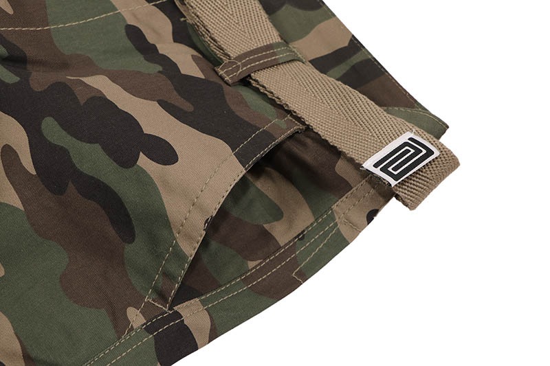 PRO CLUB COTTON TWILL CARGO SHORTS WITH BELT (GREEN CAMO) 166