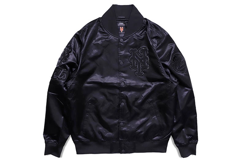 PRO STANDARD NEW YORK METS TRIPLE BLACK SATIN JACKET (LNM633889:BLACKOUT)