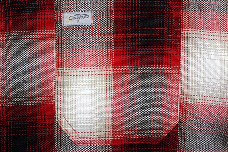 CALTOP PLAID FLANNEL LONG SLEEVE SHIRT (#2000:RED/WHITE)