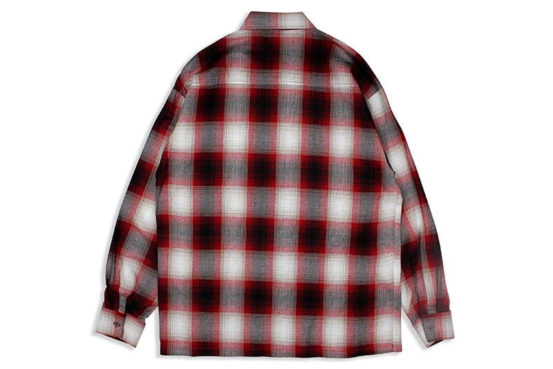 CALTOP PLAID FLANNEL LONG SLEEVE SHIRT (#2000:RED/WHITE)