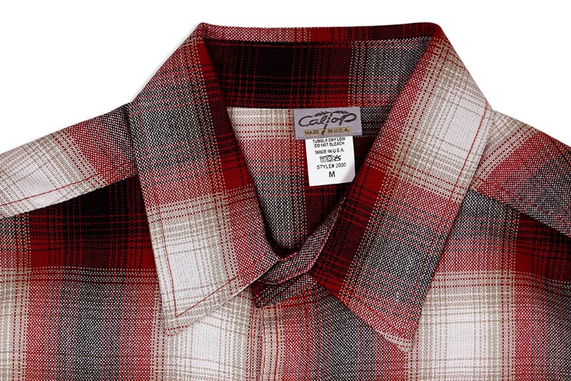 CALTOP PLAID FLANNEL LONG SLEEVE SHIRT (#2000:RED/WHITE)