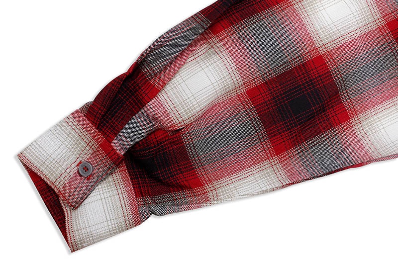 CALTOP PLAID FLANNEL LONG SLEEVE SHIRT (#2000:RED/WHITE)
