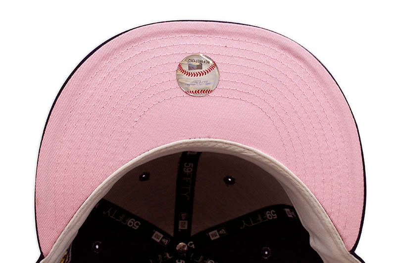 NEW ERA NEW YORK YANKEES 59FIFTY FITTED CAP (1999 WORLD SERIES CUSTOM SIDE PATCH/PINK UNDER VISOR/PURPLE)