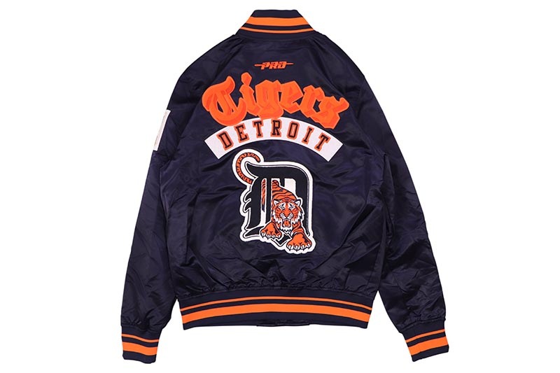 PRO STANDARD DETROIT TIGERS BEST OF RIB SATIN JACKET (LDT6315202-MOM:MIDNIGHT NAVY/ORANGE/MIDNIGHT NAVY)