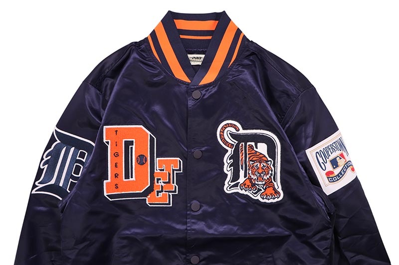 PRO STANDARD DETROIT TIGERS BEST OF RIB SATIN JACKET (LDT6315202-MOM:MIDNIGHT NAVY/ORANGE/MIDNIGHT NAVY)