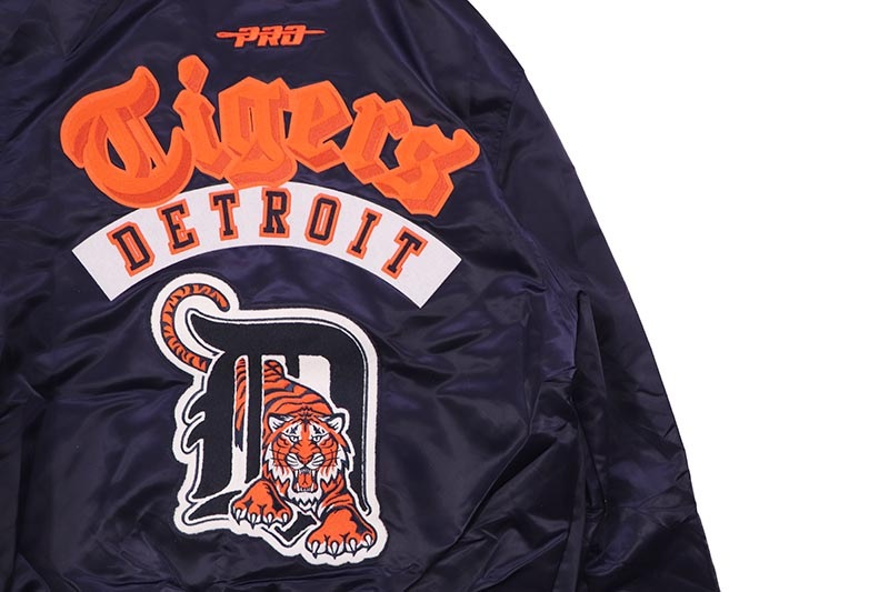 PRO STANDARD DETROIT TIGERS BEST OF RIB SATIN JACKET (LDT6315202-MOM:MIDNIGHT NAVY/ORANGE/MIDNIGHT NAVY)