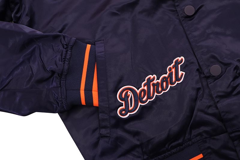 PRO STANDARD DETROIT TIGERS BEST OF RIB SATIN JACKET (LDT6315202-MOM:MIDNIGHT NAVY/ORANGE/MIDNIGHT NAVY)