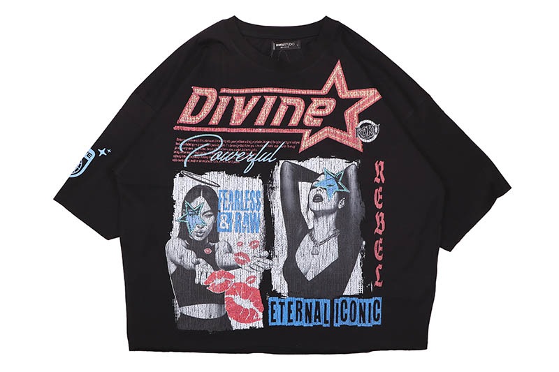 ROKU STUDIO FLY AGAIN BOXY TEE (RK1482074:WASHED BLACK)