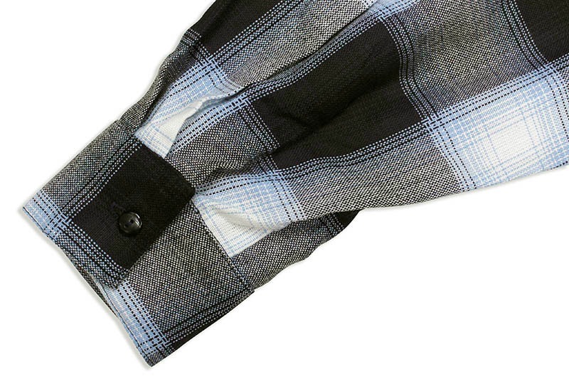 CALTOP PLAID FLANNEL LONG SLEEVE SHIRT (#2000:NAVY/SKY BLUE)