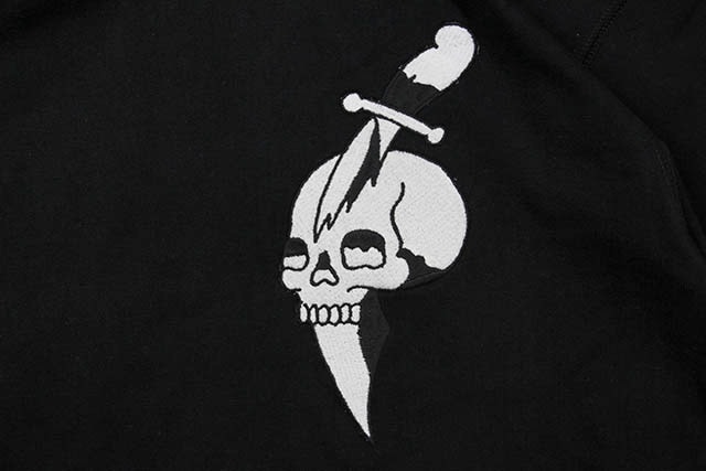 ED HARDY EMBROIDERED SKULL DAGGER HOODIE (BLACK)