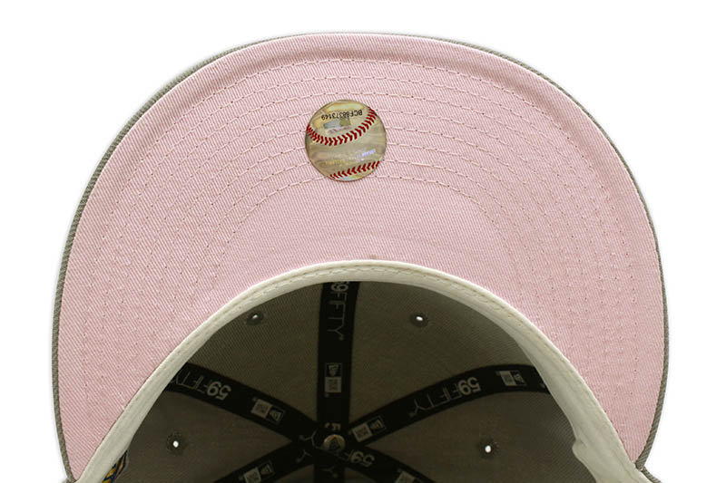 NEW ERA NEW YORK YANKEES 59FIFTY FITTED CAP (1999 WORLD SERIES CUSTOM SIDE PATCH/PINK UNDER VISOR/GREY)
