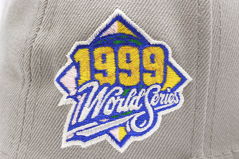 NEW ERA NEW YORK YANKEES 59FIFTY FITTED CAP (1999 WORLD SERIES CUSTOM SIDE PATCH/PINK UNDER VISOR/GREY)