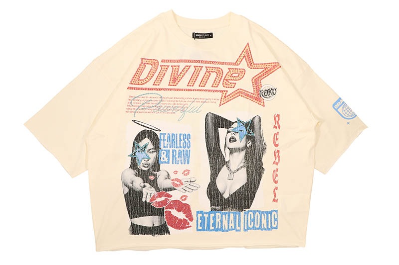 ROKU STUDIO FLY AGAIN BOXY TEE (RK1482074:EGGSHELL)